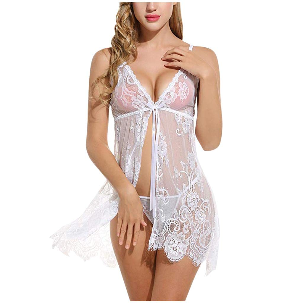 Masbird Sexy Lace Babydoll Dress for Women - Plus Size Bridal & Maternity Lingerie Set - Naughty Nightwear for Valentine's Day & Honeymoon