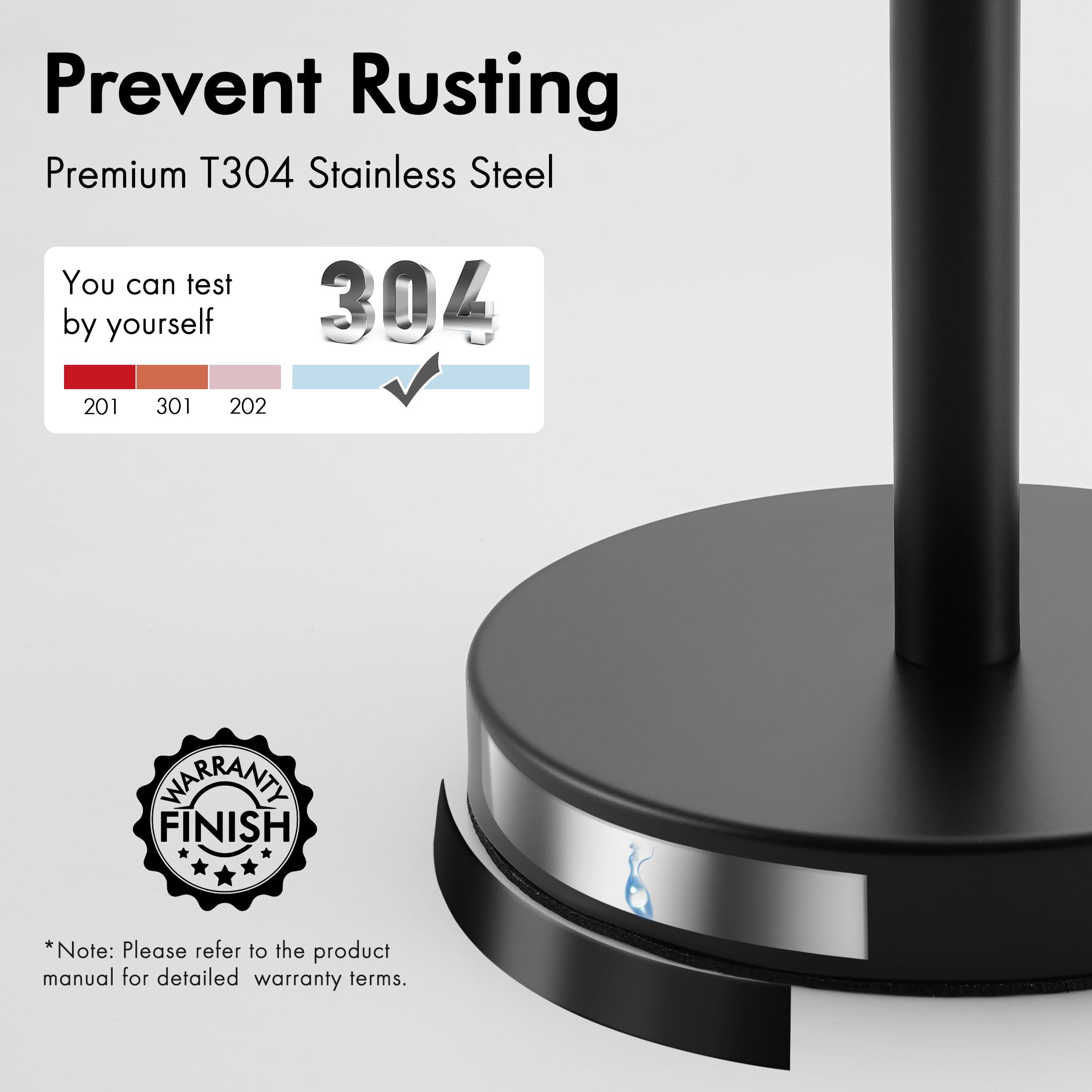 KES Freestanding Toilet Paper Holder Stand - Black 3-Roll Bathroom Floor Storage with SUS304 Stainless Steel (BPS201S39-BK) | Space-Saving Solution for Small Bathrooms & Powder Rooms