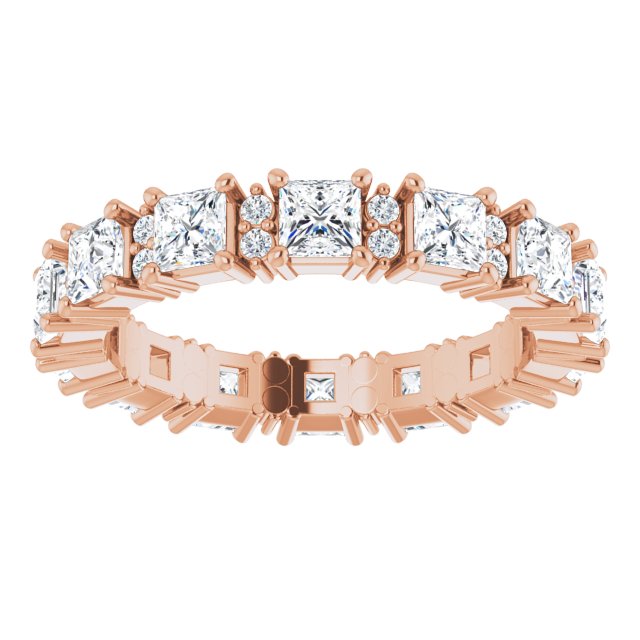 2.77 Carat Princess & Round Diamond Eternity Band Wedding Ring - 14K White Gold Bridal Stackable Ring for Anniversary, Engagement, or Special Occasion Gift
