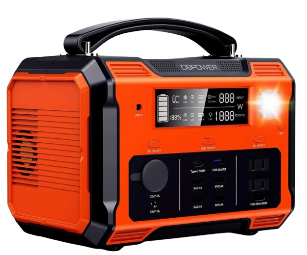 DBPOWER PWPG0009 500W 505Wh 140000mAh Portable Power Station with LED Light - Solar Battery Generator for Camping, Outdoor Adventures & Emergency Backup Power