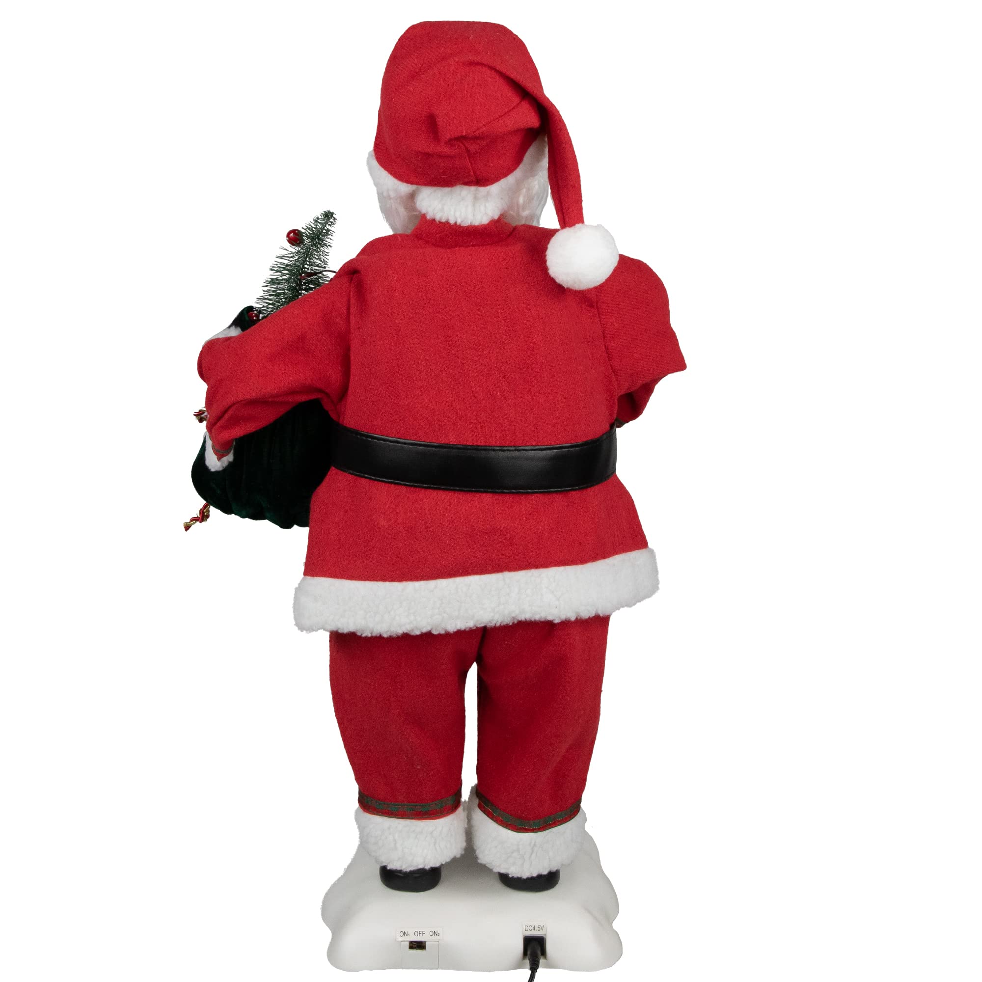 24-Inch Animated Santa Claus with Lighted Candle & Music - Holiday Christmas Decor for Home, Office, and Festive Parties