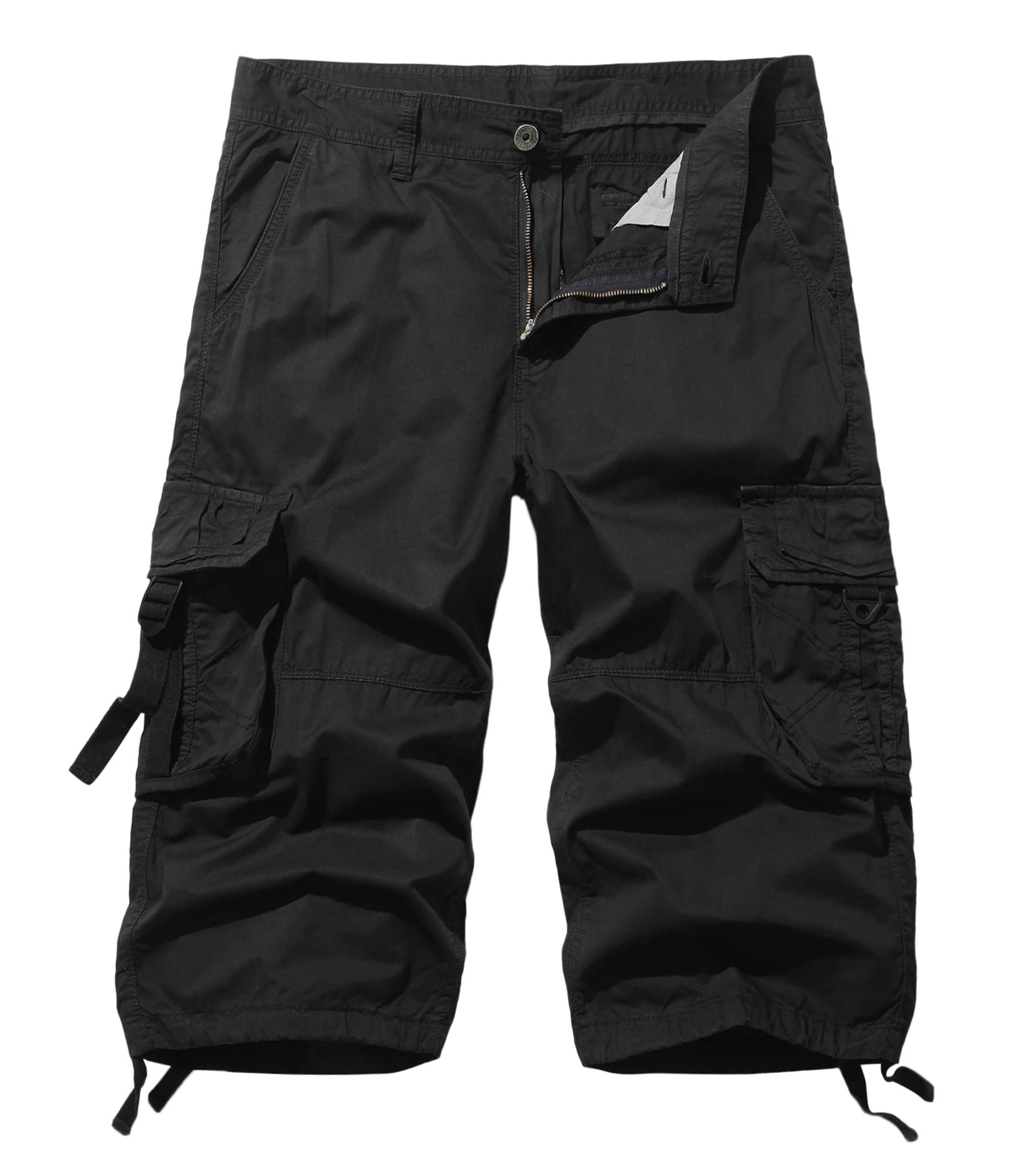 Men's 3/4 Length Cargo Shorts - Below The Knee Casual Outdoor Shorts for Hiking, Travel & Summer Activities
