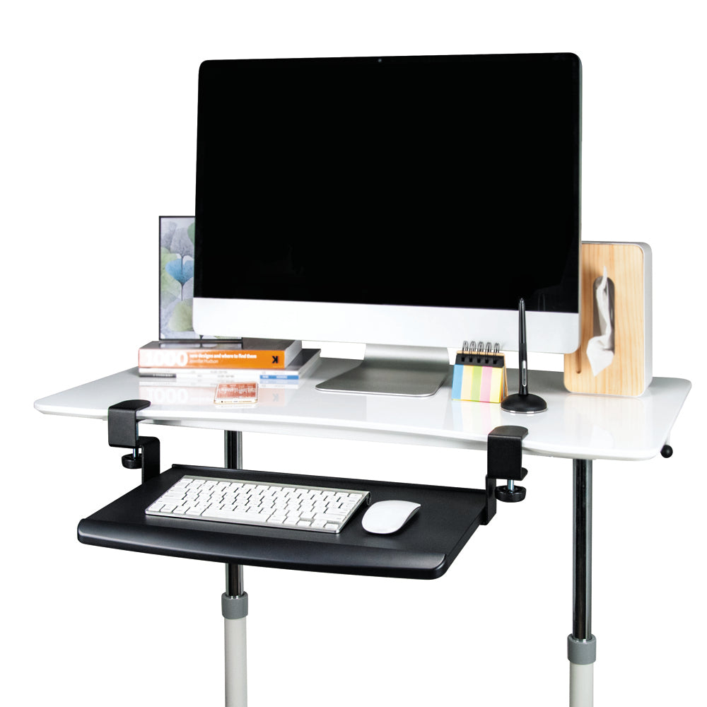 Ergonomic Adjustable Desk Clamp Keyboard Tray - Space-Saving Under Desk Keyboard Holder for Office, Gaming & Home Workspace Setup