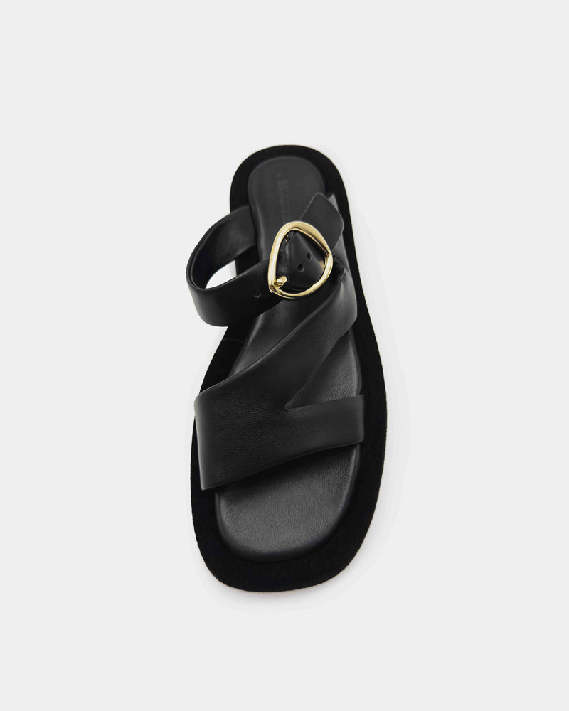 Black Suede Leather Strap Sandals for Women - Comfortable Summer Slide Sandals with Adjustable Buckle - Perfect for Beach, Vacation & Casual Outings