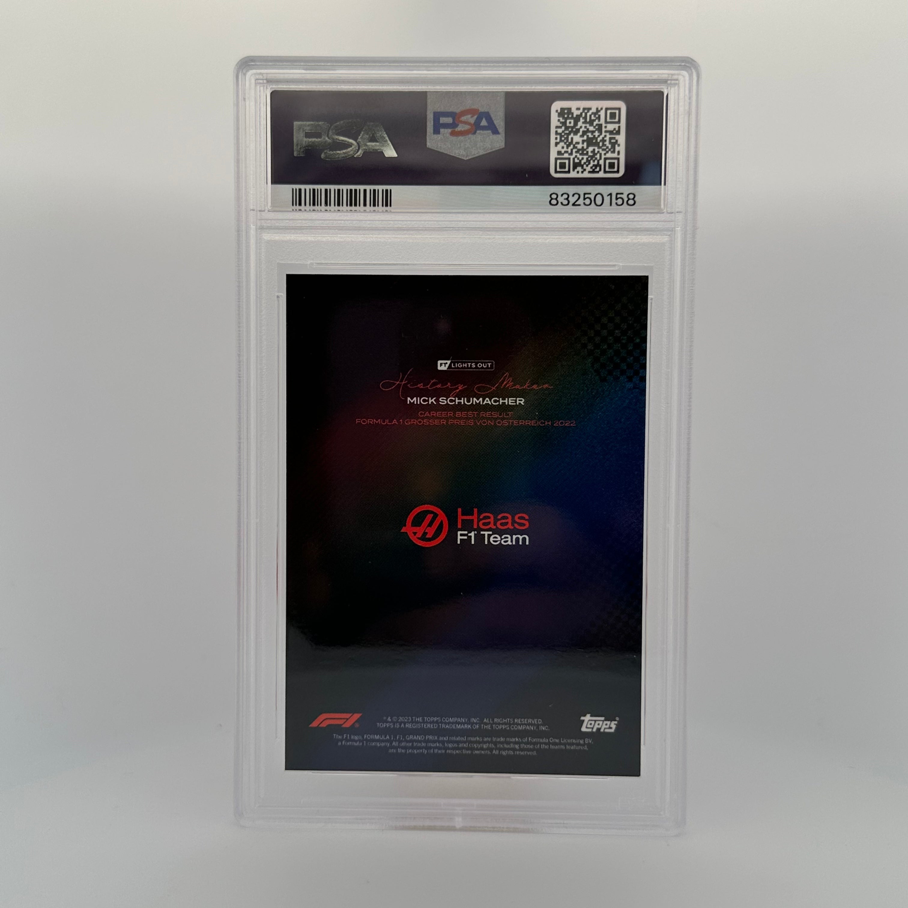 PSA 8 Graded Mick Schumacher 5/5 Rainbow History Maker Trading Card - Perfect for Collectors & F1 Racing Fans Display
