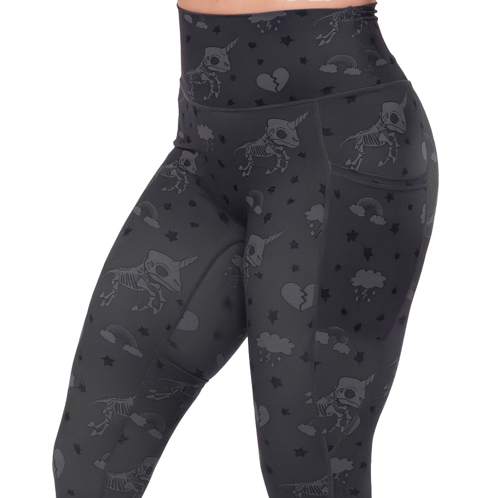 Unicorn Skulls Leggings - Gothic Fantasy Yoga Pants for Women | Perfect for Halloween, Cosplay & Workout