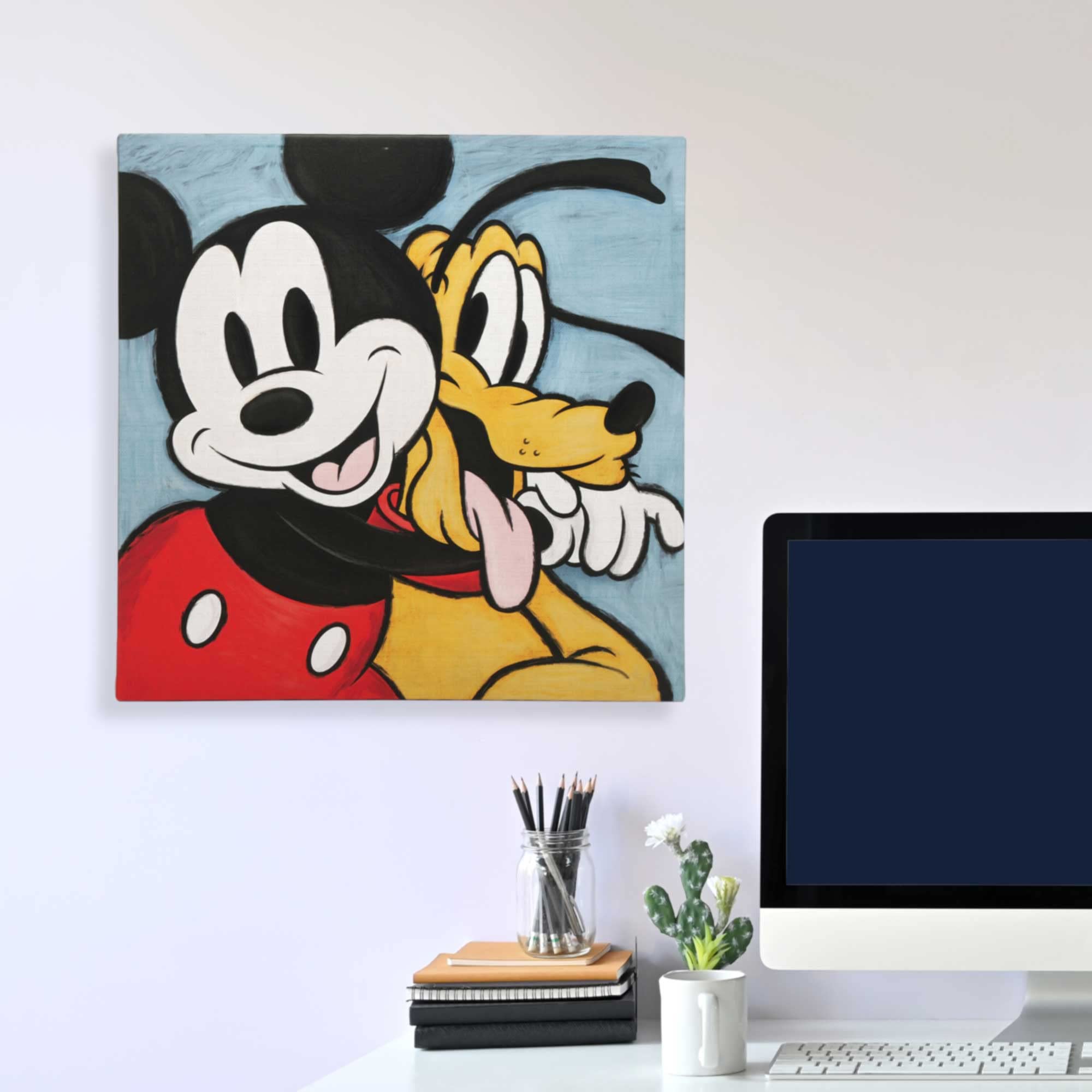 Disney Mickey Mouse and Pluto Gallery Wrapped Canvas Wall Art - Large Home Decor for Living Room, Bedroom & Office - Premium Canvas Print for Disney Fans & Collectors