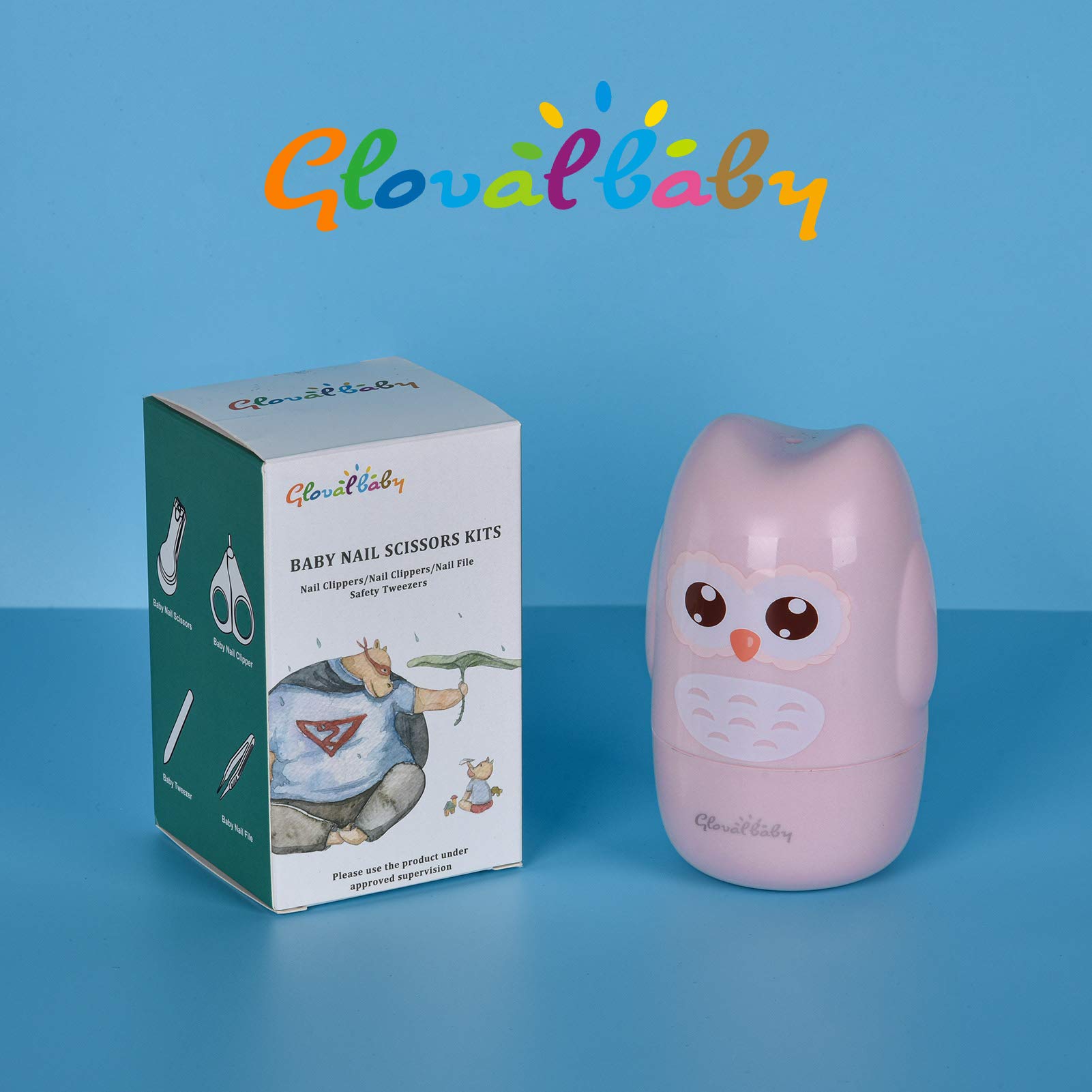 Baby Nail Care Kit with Owl Case - Clipper, Scissor & File for Newborns | Mother's Day Gift (Pink)