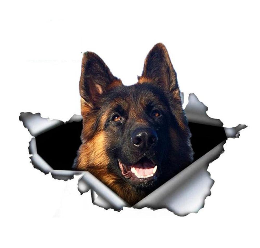 Funny German Shepherd Car Sticker - 15Cm Reflective Torn Metal Decal for Bumper, Trunk & Rear Windshield - Pet Dog Lover Car Accessories - Perfect for SUV, Truck & Vehicle Decoration