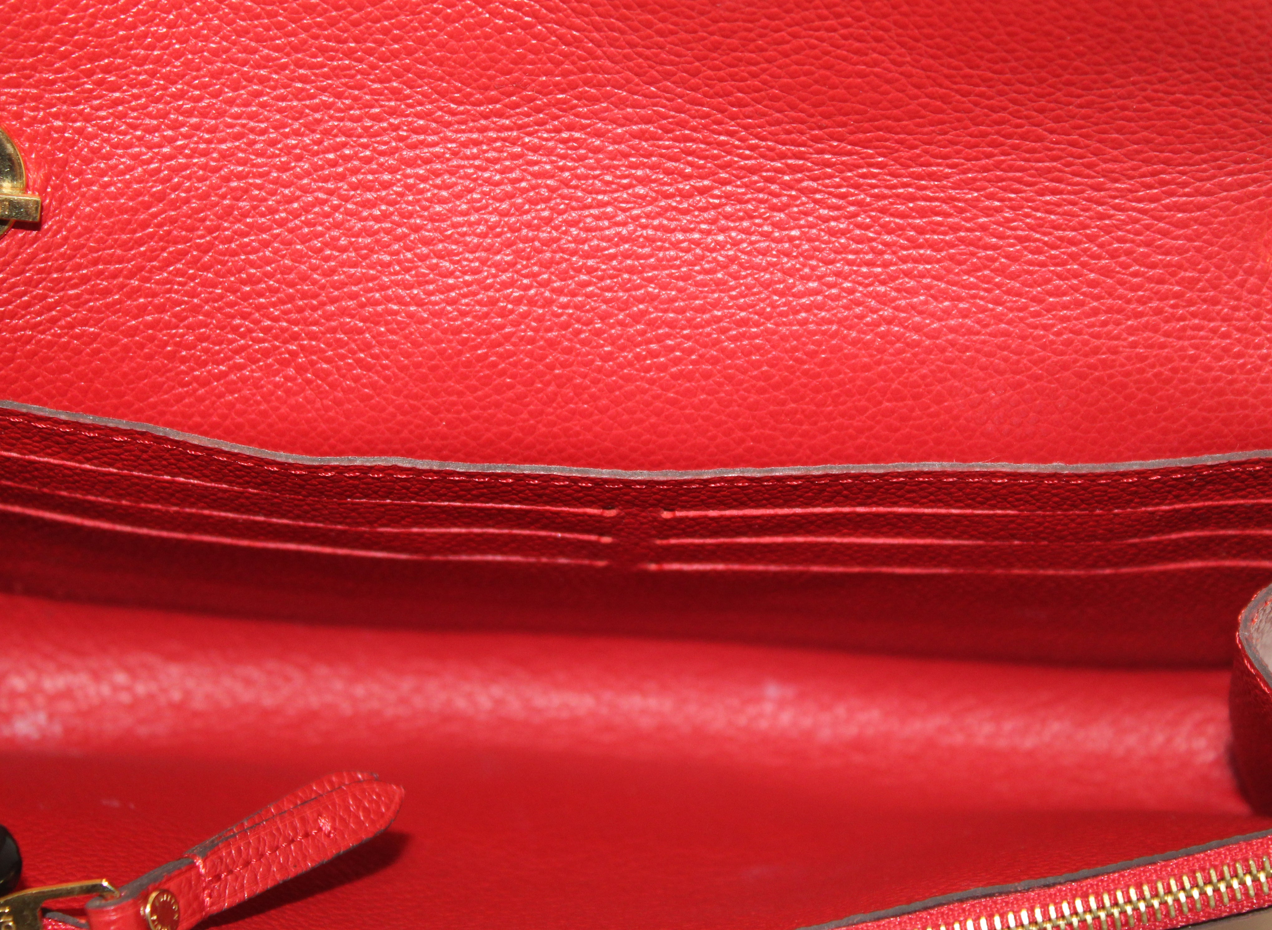 Authentic Louis Vuitton Red Empreinte Leather Saint Germain Pochette Crossbody Bag with Gold Chain - Perfect for Date Night, Parties & Special Occasions