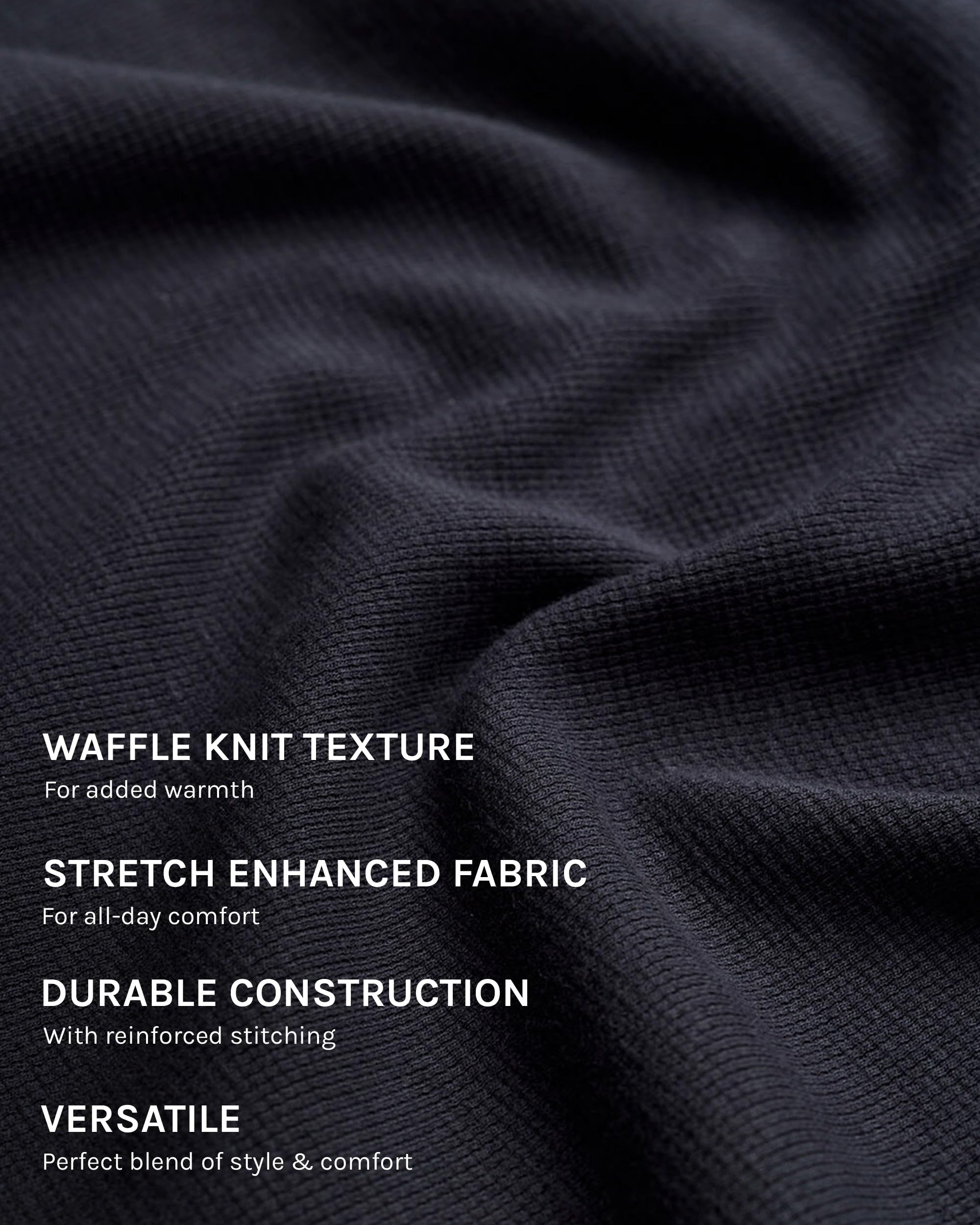 INTO THE AM Men's Long Sleeve Waffle Knit Thermal Shirt - Premium Crew Neck Long John Top (S-4XL) | Warm Winter Base Layer for Outdoor Activities & Casual Wear
