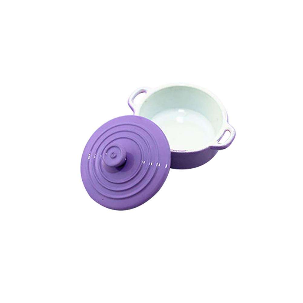 AkoMatial Miniature Candy Color Soup Pot - Purple Dollhouse Kitchen Accessory, Tiny Cooking Pot for Dolls, Perfect Gift for Collectors & DIY Enthusiasts - Great for Dollhouse Decor, Miniature Cooking Scenes & Creative Play