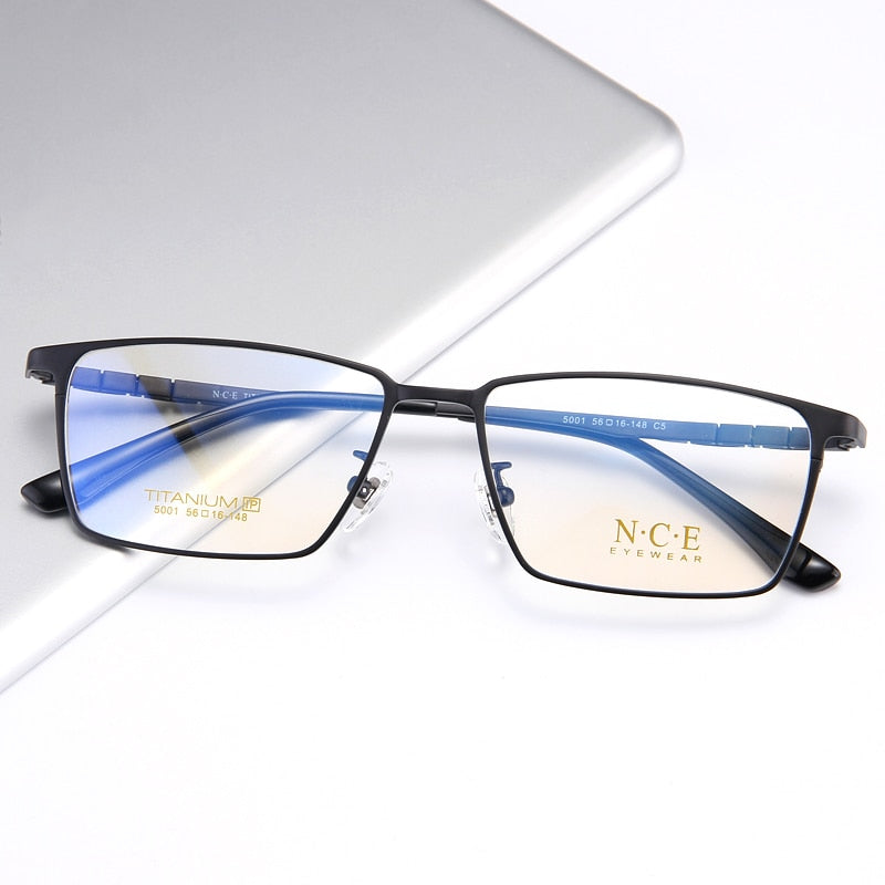 Bclear Men's Full Rim Square Titanium Eyeglasses Frame - Lightweight Durable My5001 for Work, Reading & Fashion