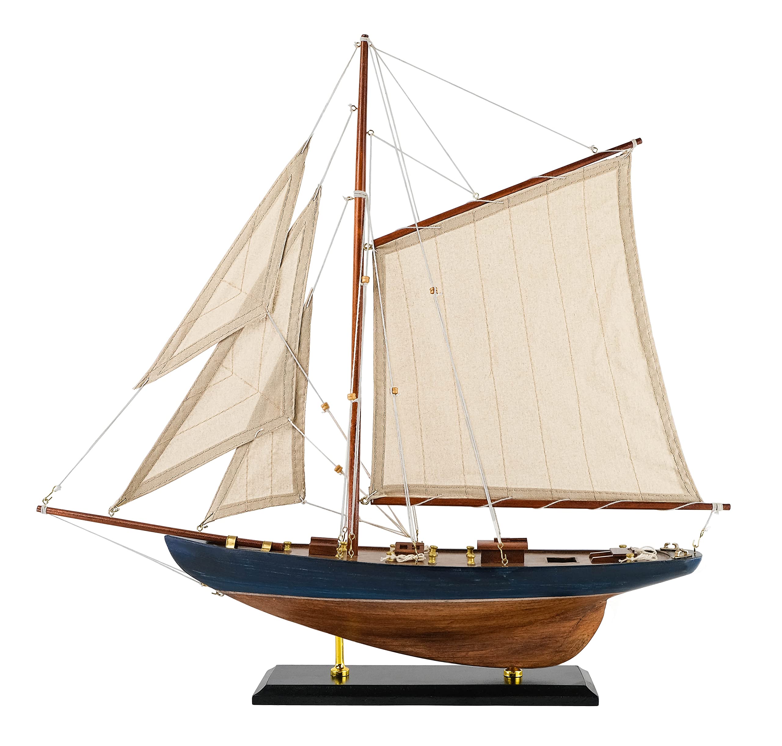 SAILINGSTORY Wooden Sailboat Model - Handcrafted Navy Yacht Decor with Antique Finish | Perfect for Home Office, Nautical Theme Decor & Gift Giving