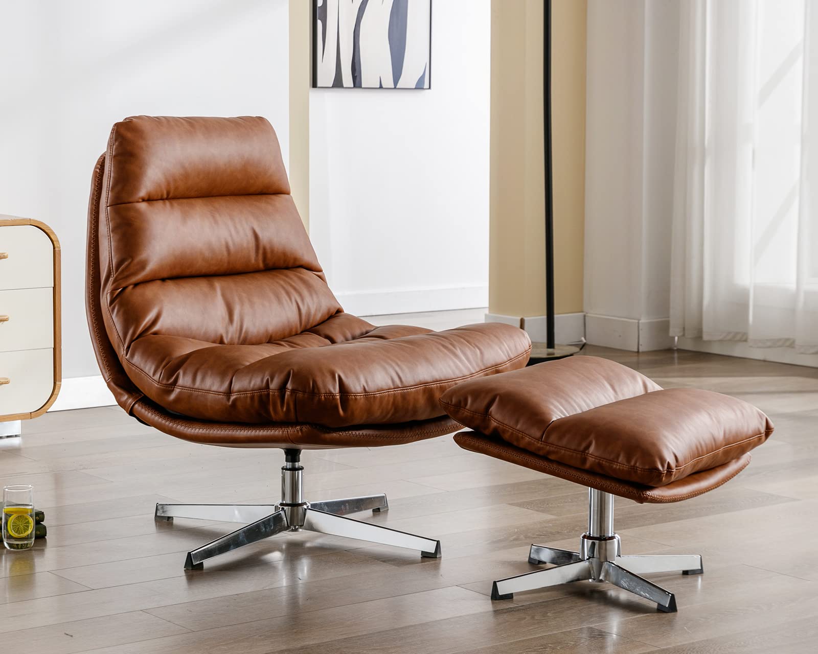 Modern Swivel Accent Chair with Ottoman Set - 33