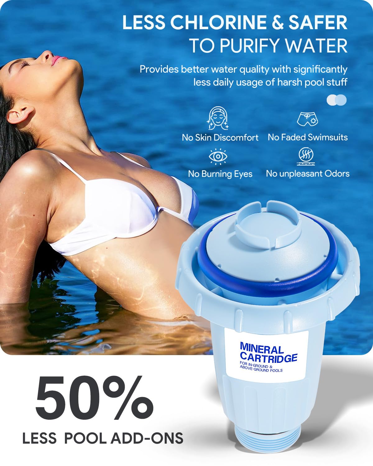 Nature2 Express Mineral Cartridge W28175 Replacement for Pool System - Compatible with In-Ground & Above-Ground Pools up to 30,000 Gallons (Fits W20171, W20080, W26775) - Keep Your Pool Clean & Healthy Year-Round