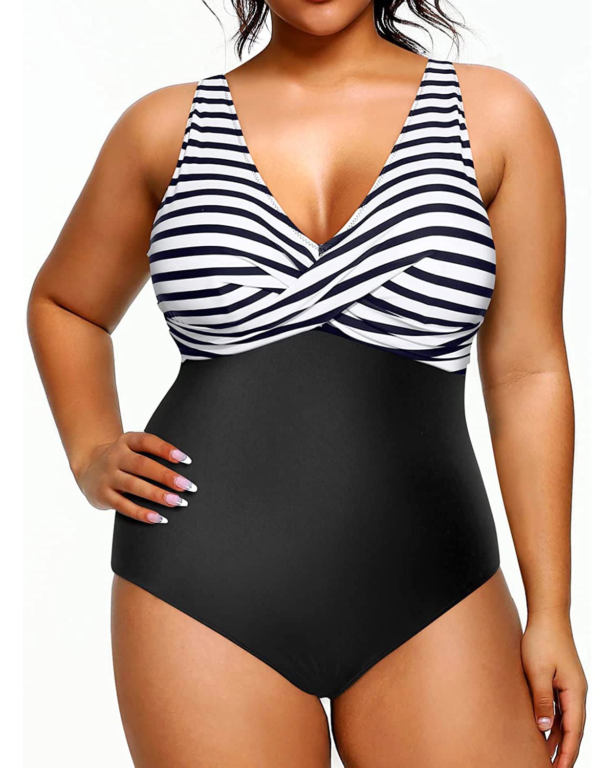 Yonique Plus Size One Piece Swimsuit for Women - Tummy Control Slimming Bathing Suit | High Waisted Swimwear for Beach, Pool & Vacation