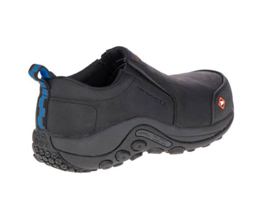 Merrell Jungle Moc Unisex Composite Toe Slip-On Work Shoes - Black (J003347) | Waterproof & Slip-Resistant for Construction, Warehouse & Outdoor Work