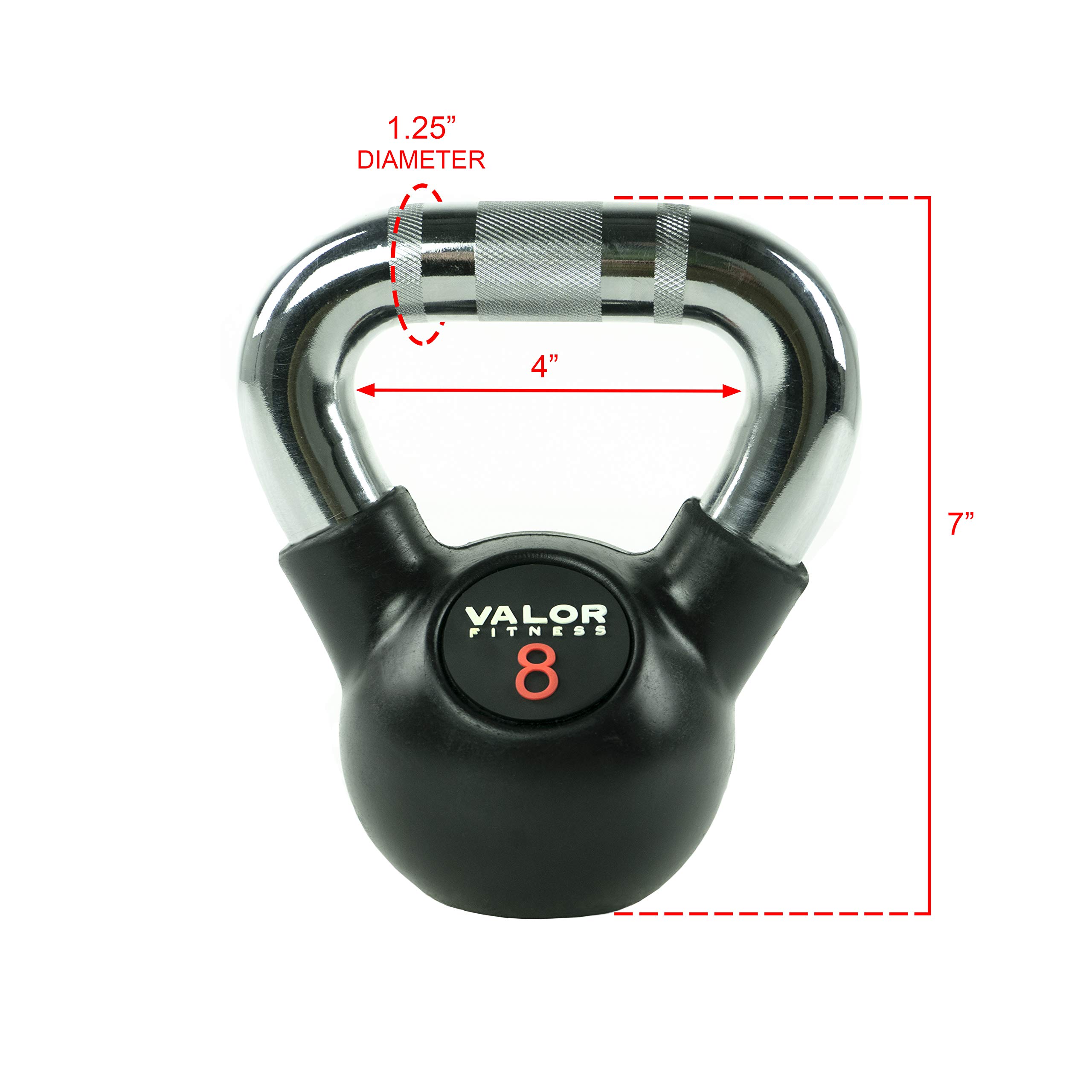 Valor Fitness Chrome Kettlebell Weights with Knurled Handle - Home Gym Equipment for Strength Training, CrossFit & Functional Fitness - Perfect for Men & Women Workouts