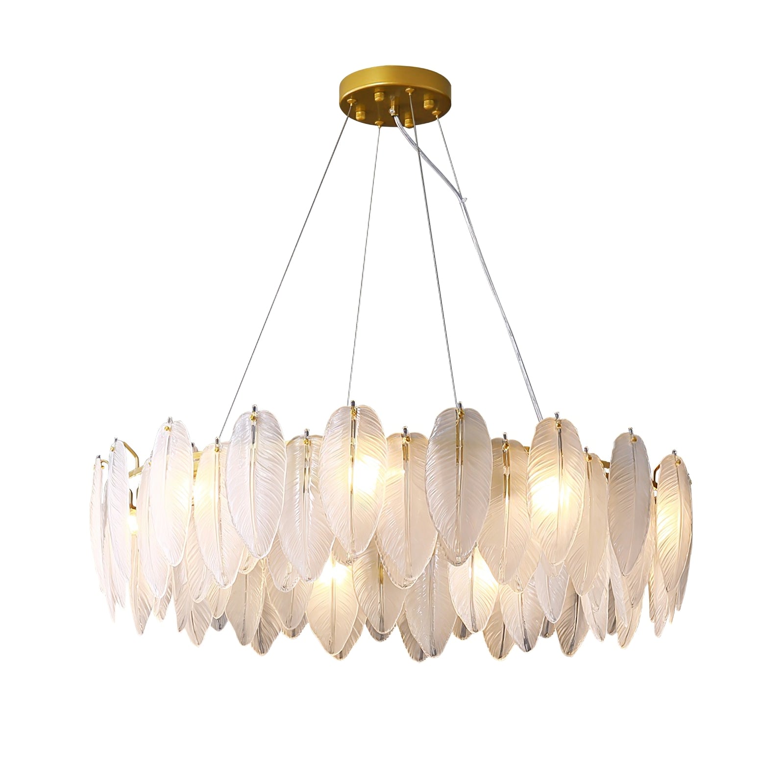 Elegant Glass Feather Chandelier - Modern Crystal Ceiling Light Fixture for Dining Room, Bedroom & Living Room Decor - Perfect for Home, Wedding & Event Lighting
