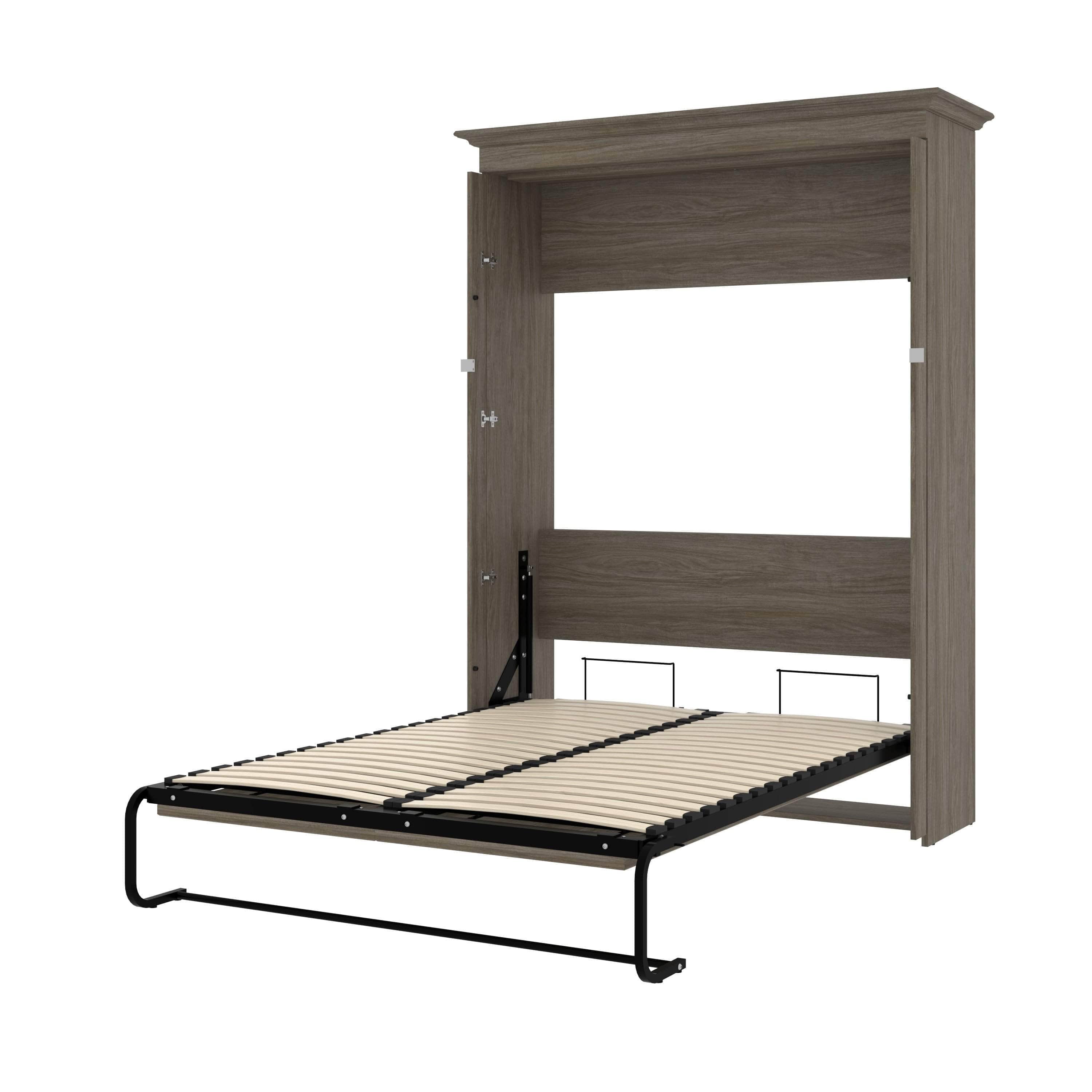 Versatile 59W Full Murphy Wall Bed in Walnut Grey - Space Saving Wall Bed for Small Apartments, Guest Rooms & Home Offices | Easy Fold Down Design