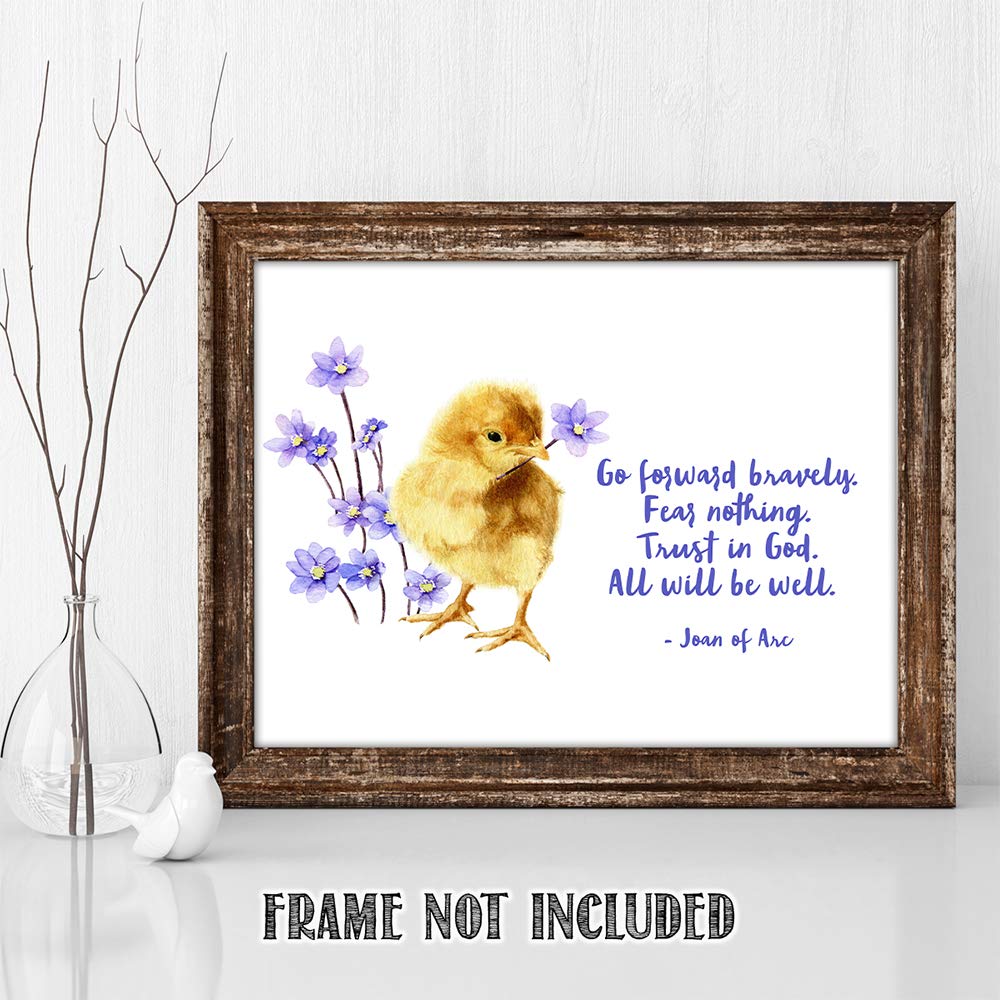 TJ Originals - Joan of Arc Quotes Wall Art, Christian Bible Verse Print, 11x14 Inspirational Poster - Perfect for Home Decor, Office Motivation & Religious Gifts for Women, Friends & Family (Chick Design)