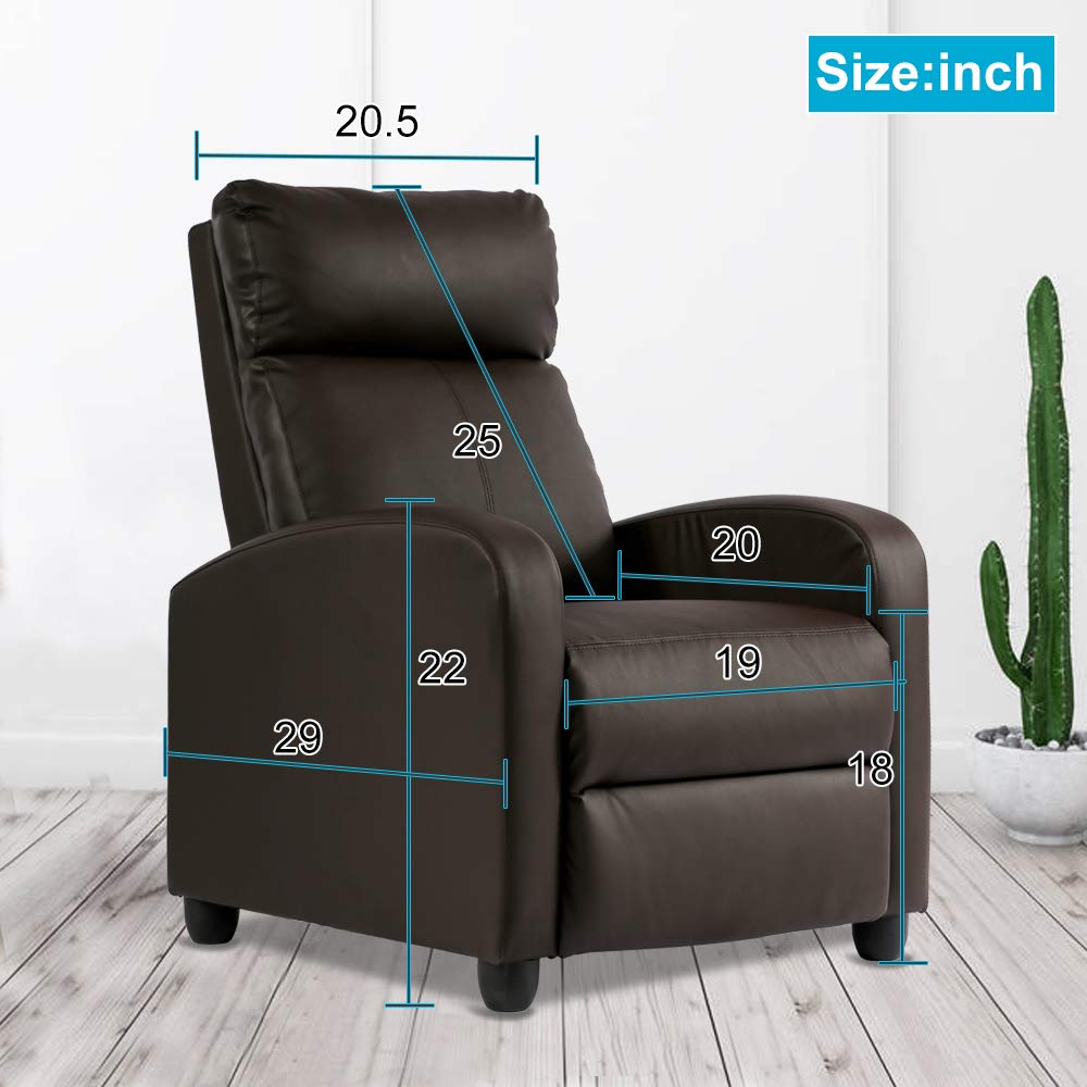 Ergonomic Recliner Chair for Adults with Massage & Remote Control - Soft Lounge Chair for Living Room, Gaming, Reading & Theater Seating - Brown Reclining Sofa Chair - Perfect for Relaxation, Entertainment & Home Comfort