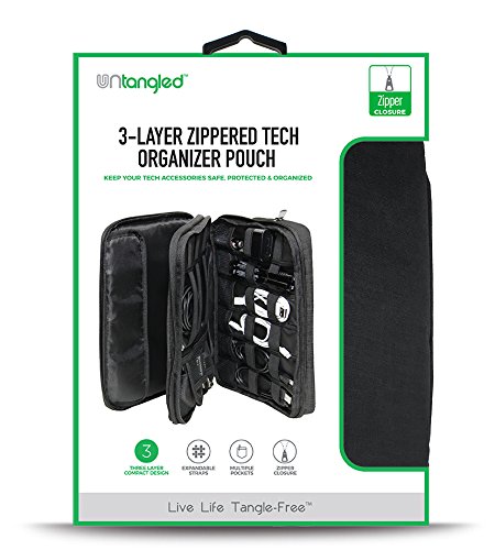 Compact Travel Cable Organizer Bag - 3-Layer Zippered Pouch for Electronics Accessories & Hard Drives (Black) | Portable Storage Solution for Chargers, Cables & Small Gadgets | Perfect for Travel, Office & Home Organization
