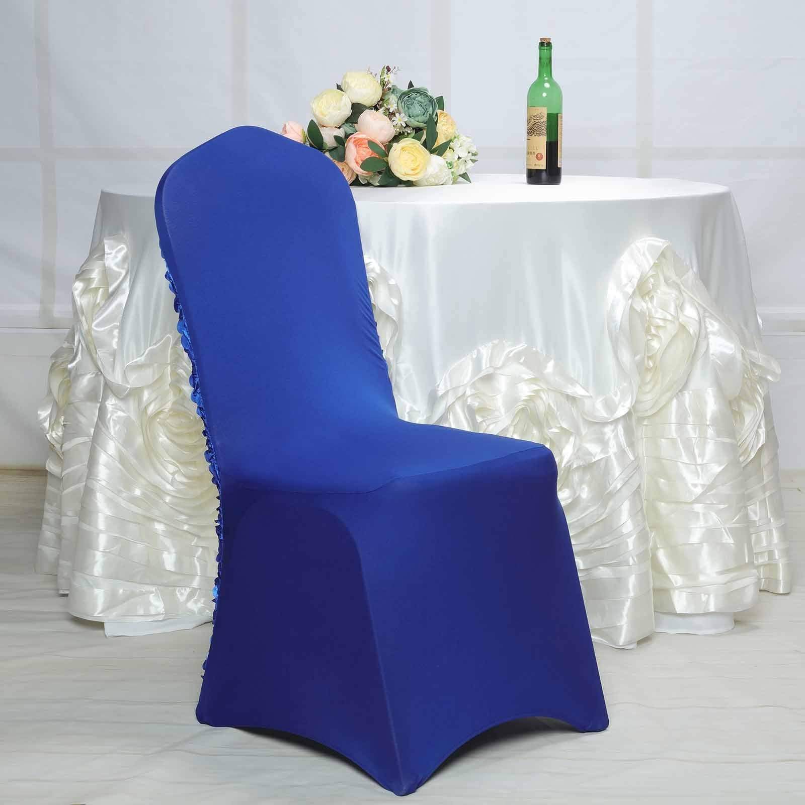 Elegant Satin Rosette Spandex Stretchable Banquet Chair Covers - Perfect for Weddings, Parties & Formal Events