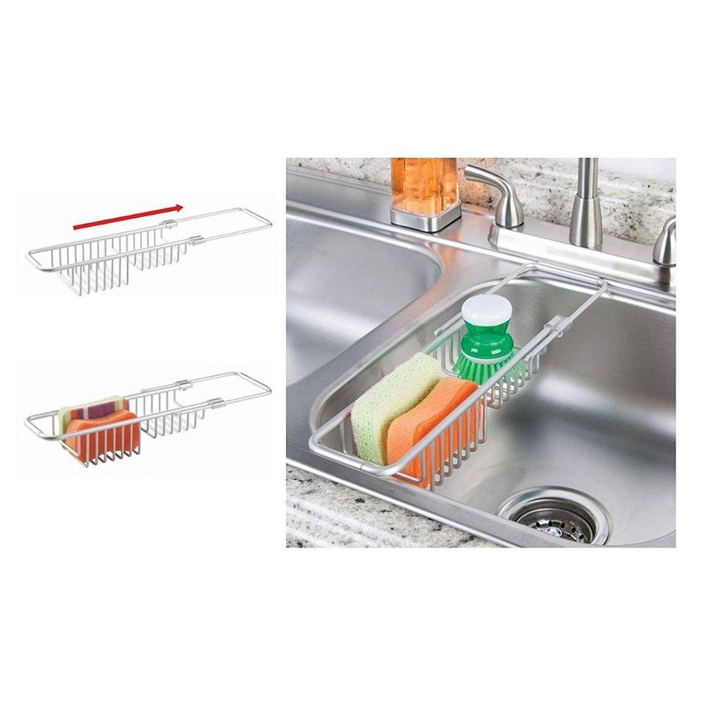 iDesign Rust-Proof Aluminum Expandable Over Sink Dish Drying Rack - Perfect for Kitchen Countertop, Dish Organizer & Space-Saving Storage