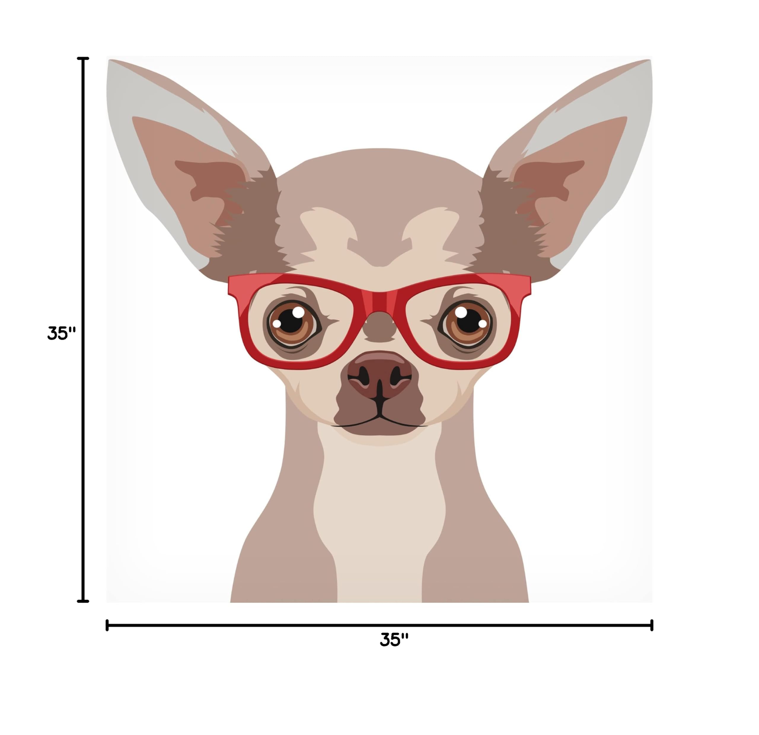 Trademark Fine Art 'Chihuahua Wearing Hipster Glasses 2' Canvas Wall Art - Funny Pet Portrait for Living Room, Bedroom & Office Decor