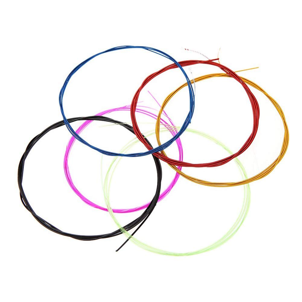 6-Piece A107c Acoustic Guitar Strings Set - Rainbow Nylon Core E-A Strings for Folk & Classical Guitars | Durable & Bright Tone for Live Performances & Studio Recording