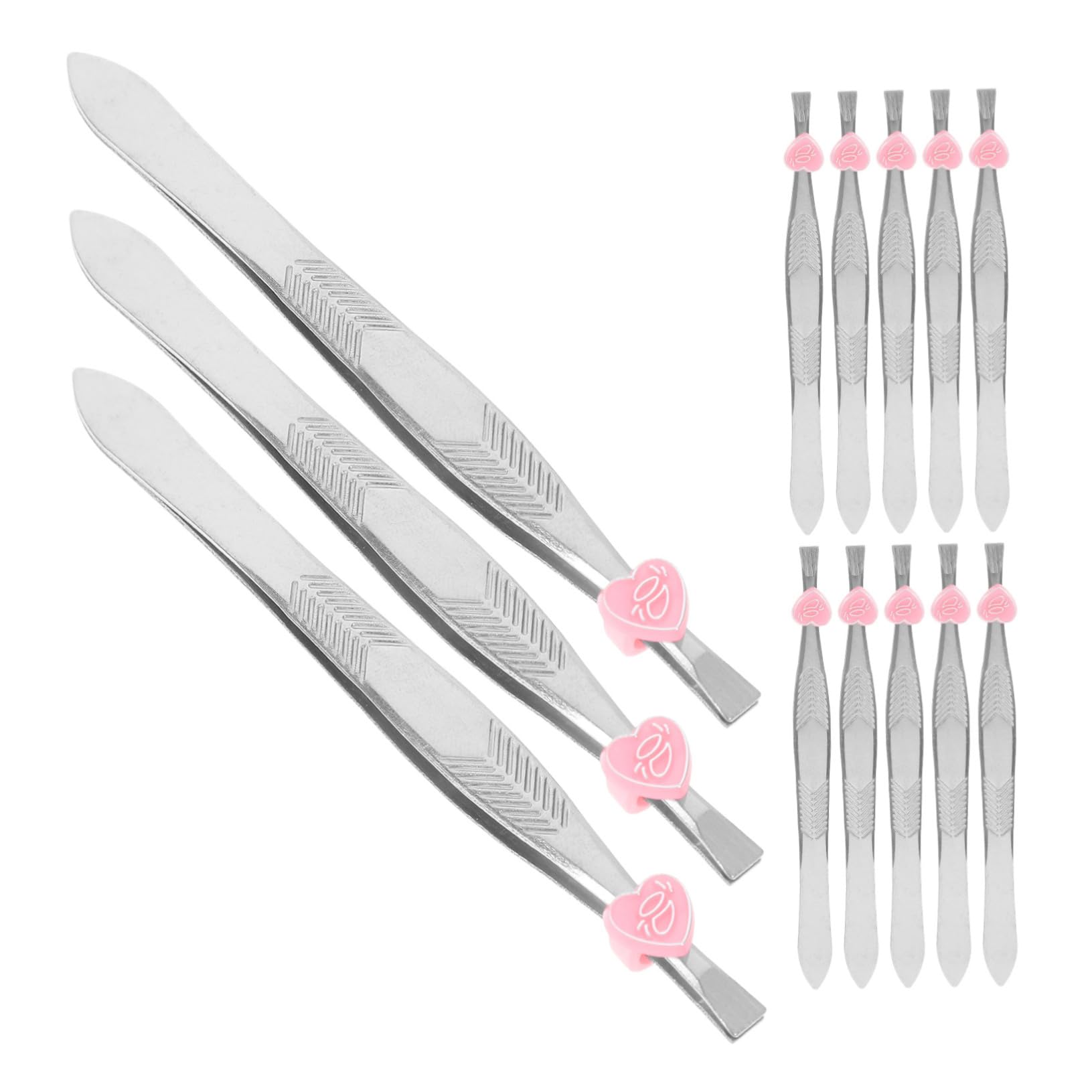 24-Piece Stainless Steel Eyebrow Tweezers Set - Slant Tip, Pointed & Curved Tweezers for Eyebrows, Eyelashes, Ingrown Hairs & Cuticles - Professional Makeup Tools for Salon, Home & Travel Use