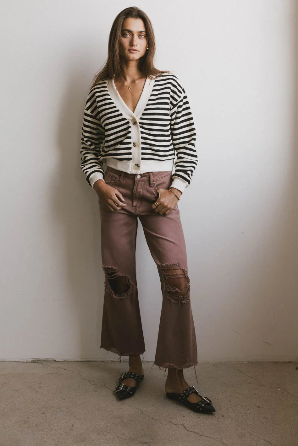 Osaia Striped Cardigan for Women - Cozy Knit Sweater, Lightweight Long Sleeve Open Front Cardigan - Perfect for Fall, Winter, Office Wear & Casual Outfits