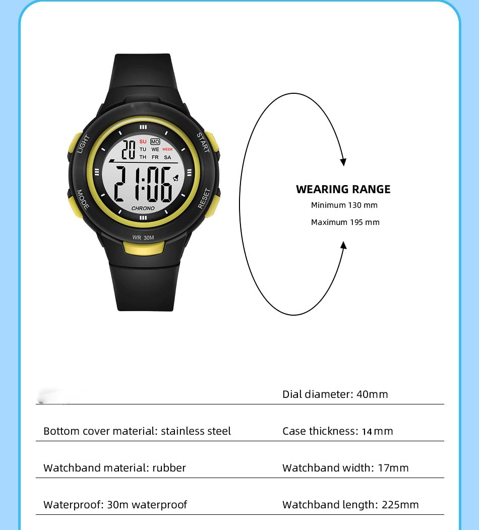 Women's LED Digital Sports Watch - 5Bar Waterproof, Alarm, Silicone Strap - Perfect for Running, Swimming & Outdoor Activities