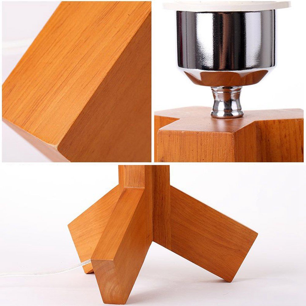 Modern Wooden Tripod Desk Lamp with Fabric Shade - Minimalist Study Light for Bedroom, Living Room & Office - Warm Ambient Lighting for Reading, Working & Relaxing