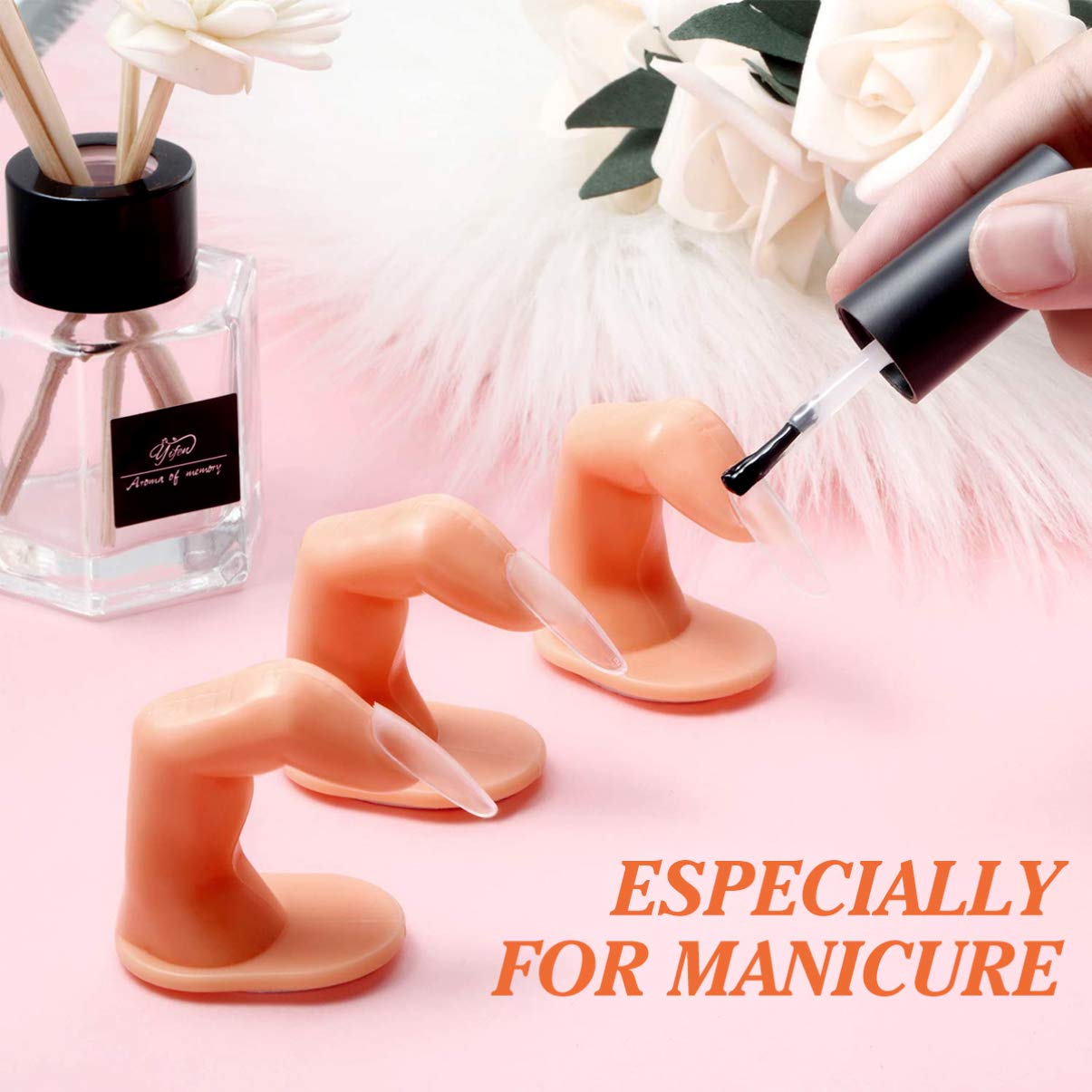 5pcs Fake Nail Practice Fingers - Professional Nail Art Training Tools for Acrylic & Gel Nails - Perfect for Manicurists, Beginners & DIY Nail Art at Home/Salon