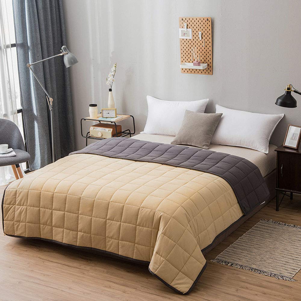 Premium Weighted Blanket for Adults - 15 lbs Natural Cotton with Glass Beads, Two-Sided Camel Color (47