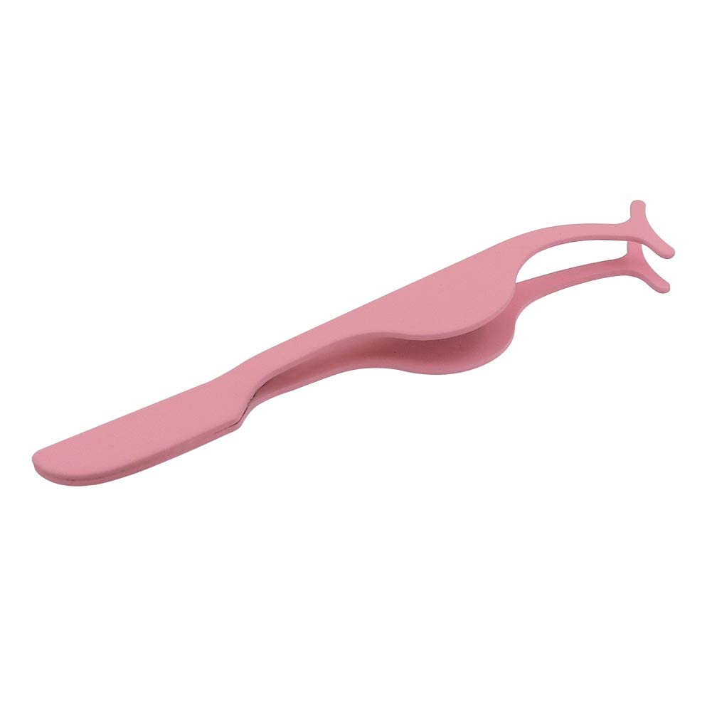MeeTo Professional Stainless Steel Eyelash Extension Applicator - Fish Tail Clip & Tweezers Set for Lash Artists (Pink) | Perfect for Salon, Home Use & DIY Lash Extensions