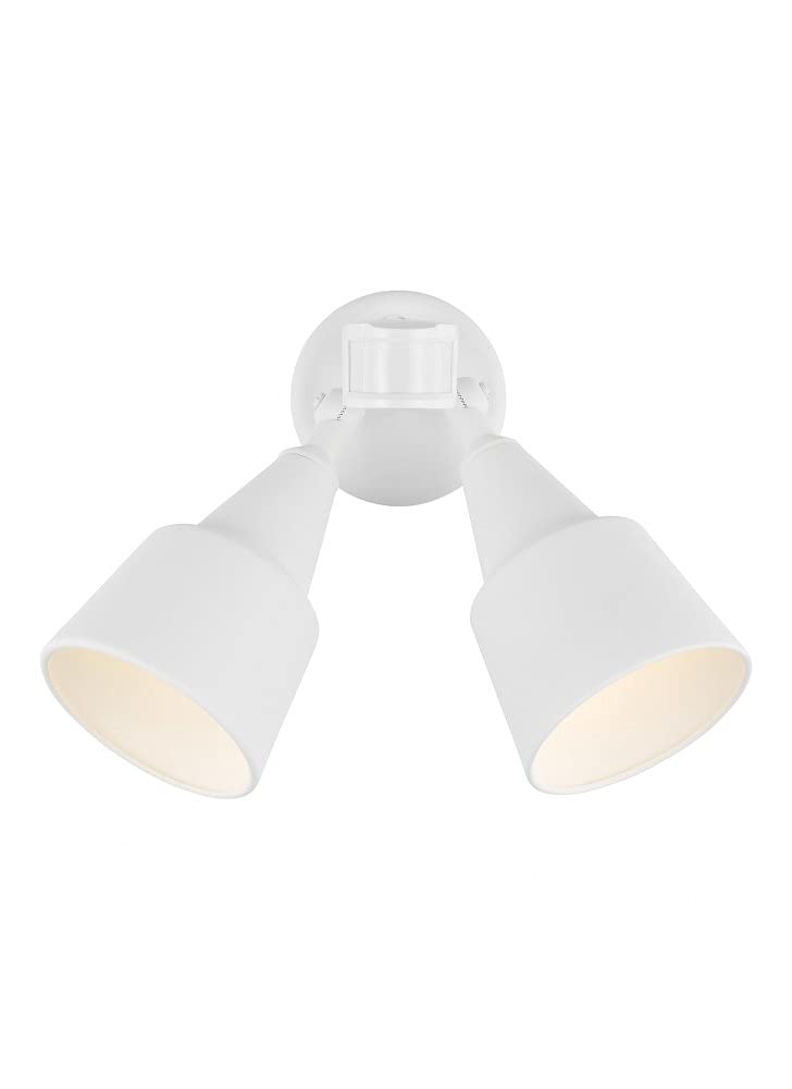 Generation Lighting 2-Light Traditional Outdoor Wall Flood Light White 8560702PM-15 - Weatherproof Exterior Wall Sconce for Porch, Patio & Garden Decor - Compatible with Standard & LED Bulbs - Perfect for Entryway Lighting & Landscape Illumination