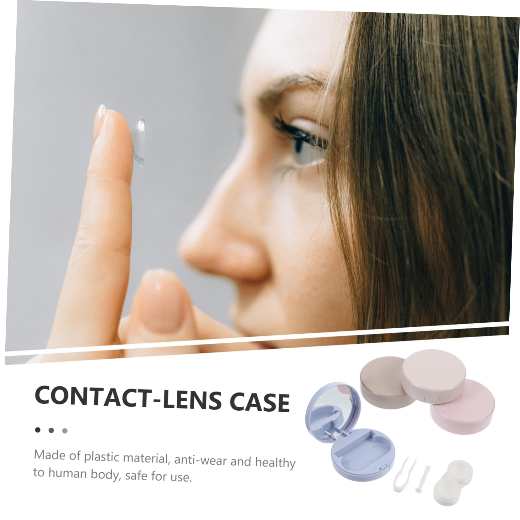 KOMBIUDA 4-Piece Square Contact Lens Organizer Case - Soaking Box for Compact Storage & Travel - Perfect for Daily Use, Travel, and On-the-Go Eye Care