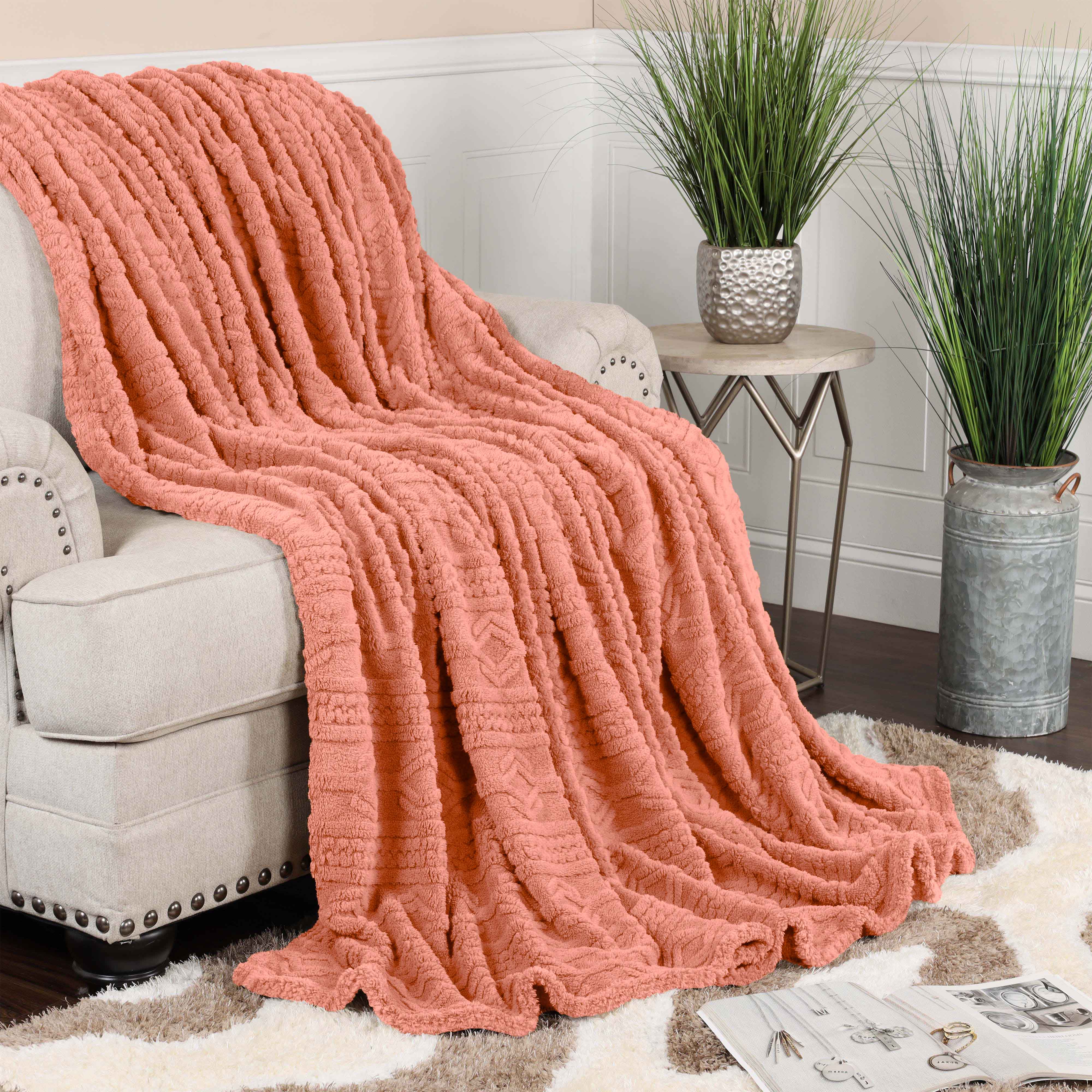 Arctic Boho Jacquard Plush Fleece Blanket - Ultra Soft & Warm Winter Throw for Couch, Bed, Sofa - Perfect for Home Decor, Cozy Nights & Gift Giving