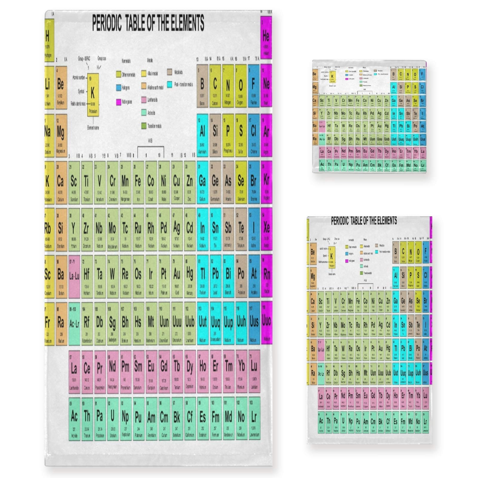 Periodic Table Element Bath Towel Set - Ultra Soft, Fast Drying & Absorbent - Face, Hand & Shower Towels for Bathroom, Kitchen & Home Decor - Perfect for Science Lovers, Gifts & Spa Days