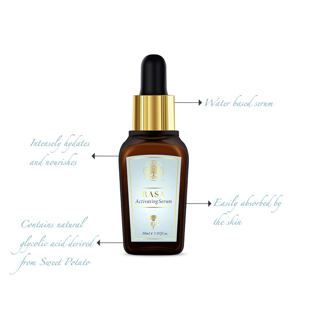 Forest Essentials Activating Serum Rasa - 30ml Anti-Aging Face Serum with Natural Ingredients for Glowing Skin | Perfect for Daily Skincare Routine & Nighttime Regimen