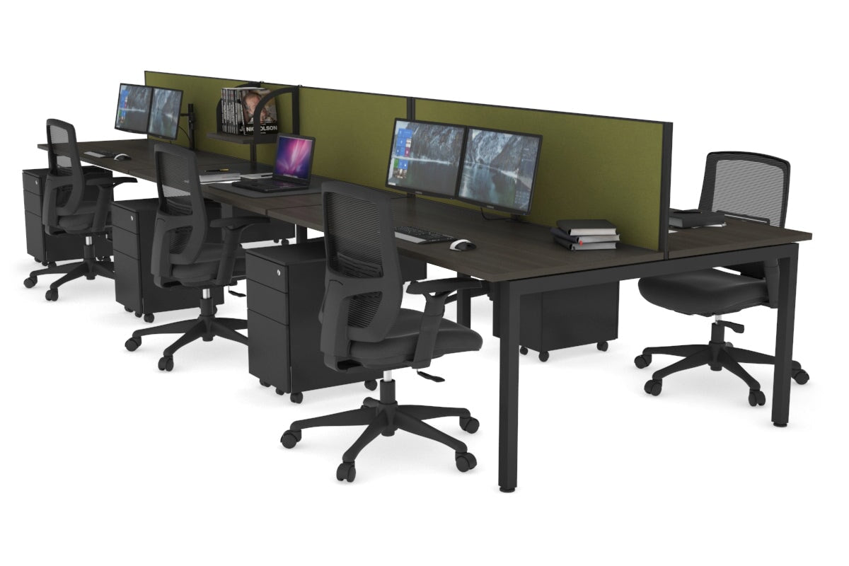 Quadro Square Legs 6-Person Office Workstation Desk [1600L x 700W] - Perfect for Team Collaboration & Open Office Spaces