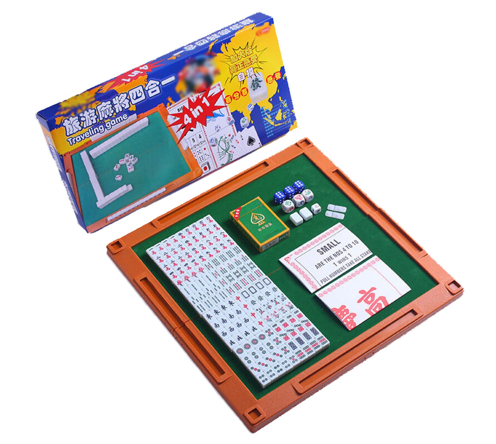 Portable Mini Chinese Mahjong Set with Folding Table - 144 Tiles Travel Board Game for Adults | Perfect for Family Gatherings, Travel & Game Nights