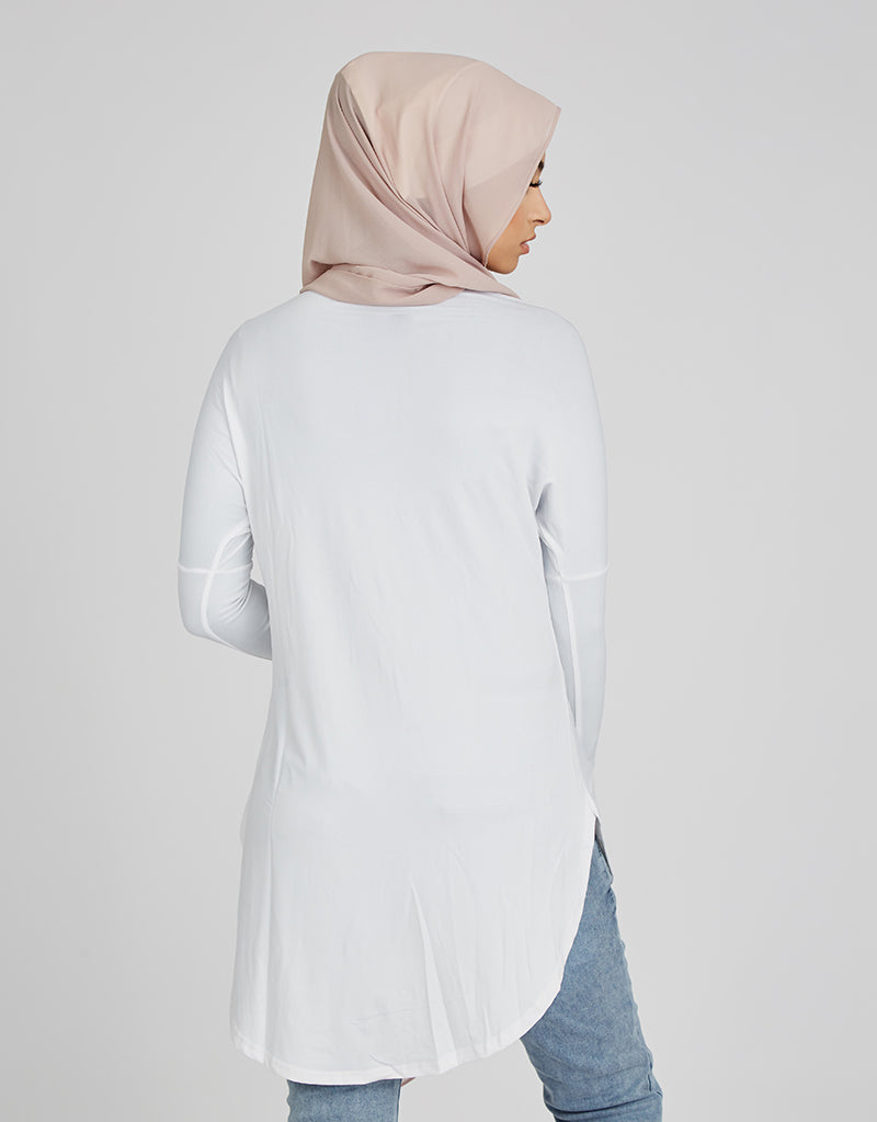Low Neck High Low Top Women's Casual T-Shirt - Perfect for Everyday Wear, Outings & Layering