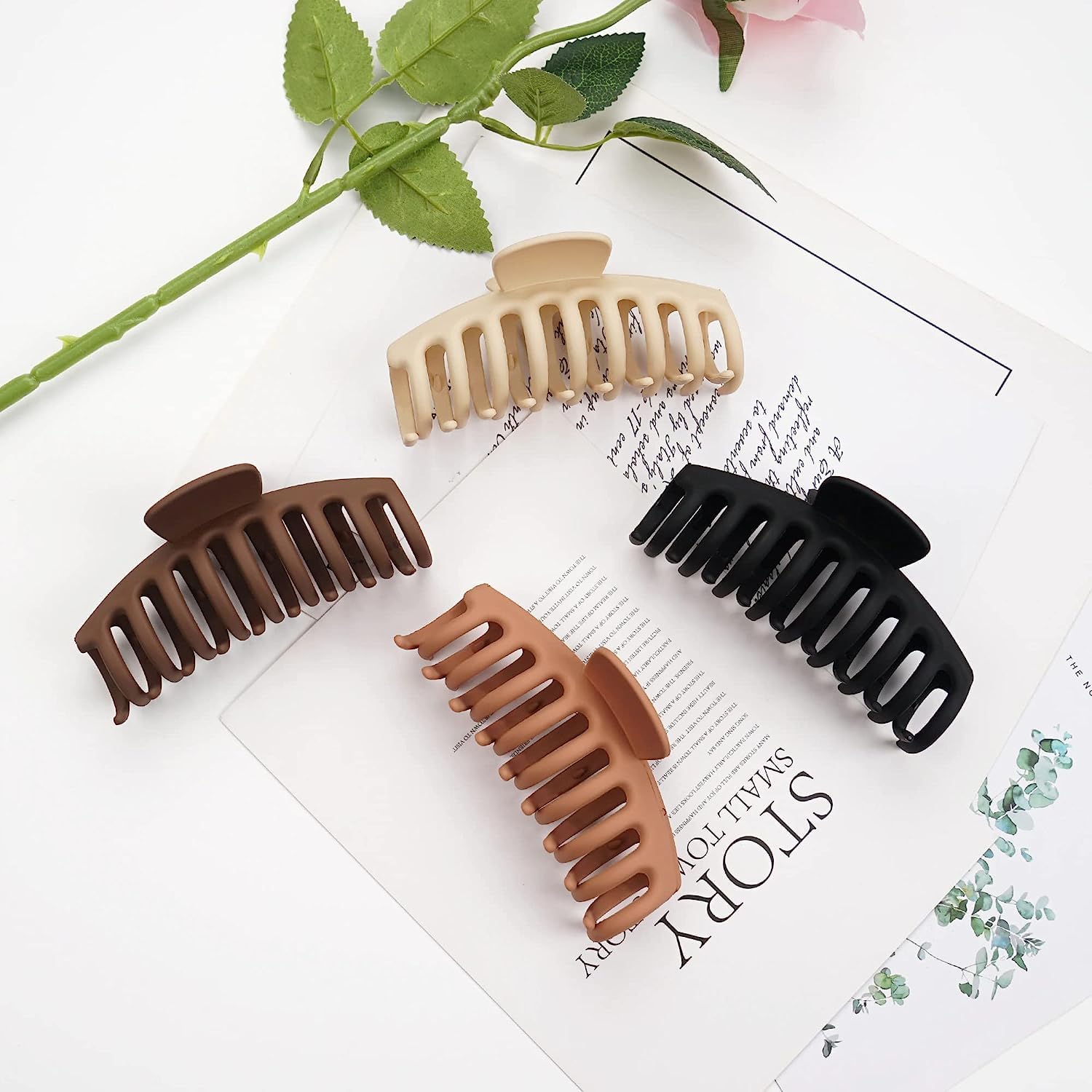2PCS Large Hair Claw Clips for Women - 4.3 Inch Matte Hair Clips with Strong Hold, Fashion Hair Barrettes for Thick Long Heavy Hair - Perfect for Work, Gym, and Everyday Styling (Jumbo+T)