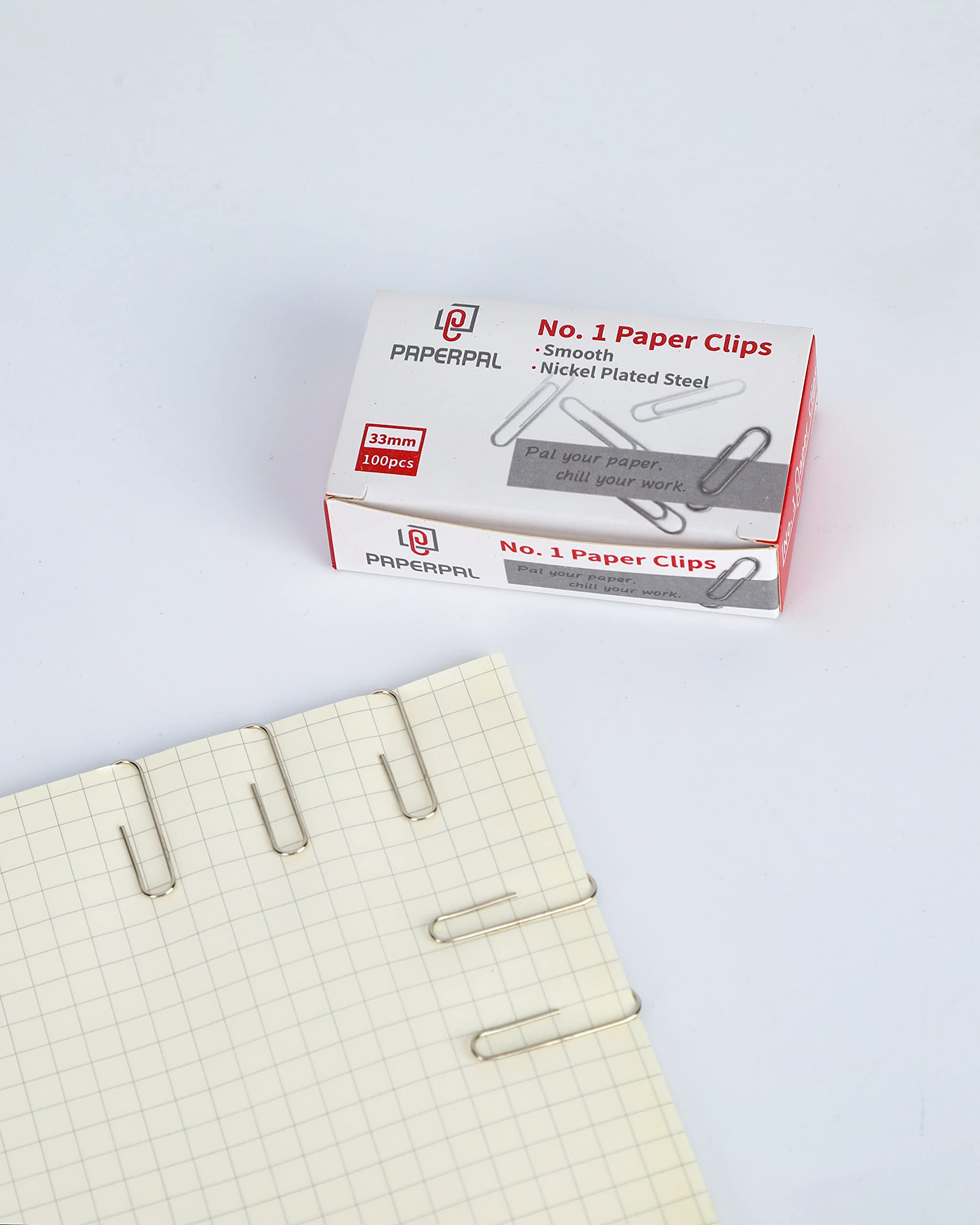 PAPERPAL #1 Smooth Paper Clips, 600 Medium Silver Paper Clips (6 Boxes of 100 Each) - No.1 Standard Size 1-2/7