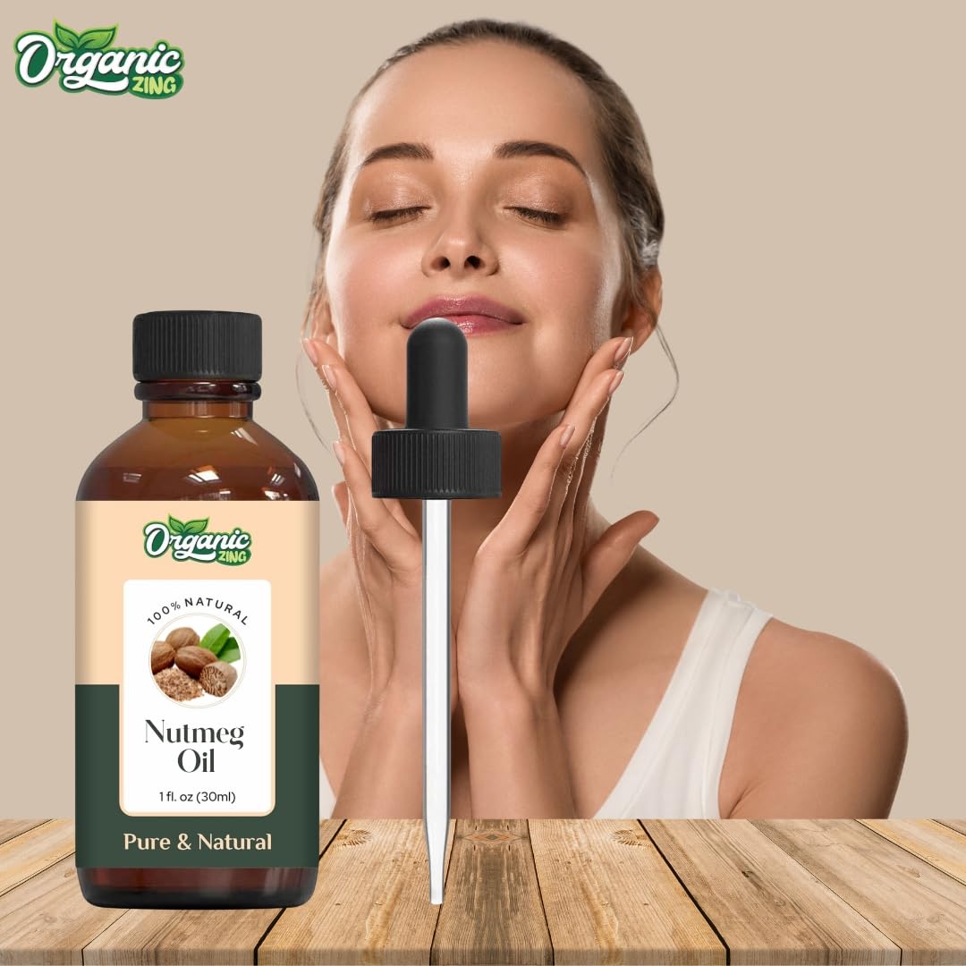 Organic Nutmeg Essential Oil (Myristica Fragrans) - 100% Pure & Natural for Aromatherapy, Diffusers, Massage, Skincare & Hair Care - 30ml/1.01fl oz - Perfect for Relaxation, Stress Relief & DIY Beauty Products